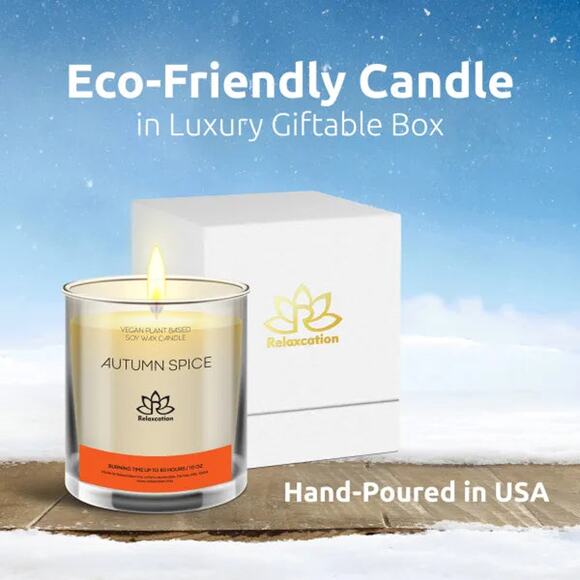 AUTUMN SPICE Soy Wax Candle in Glass Jar (10 oz) - Picture 4 of 6